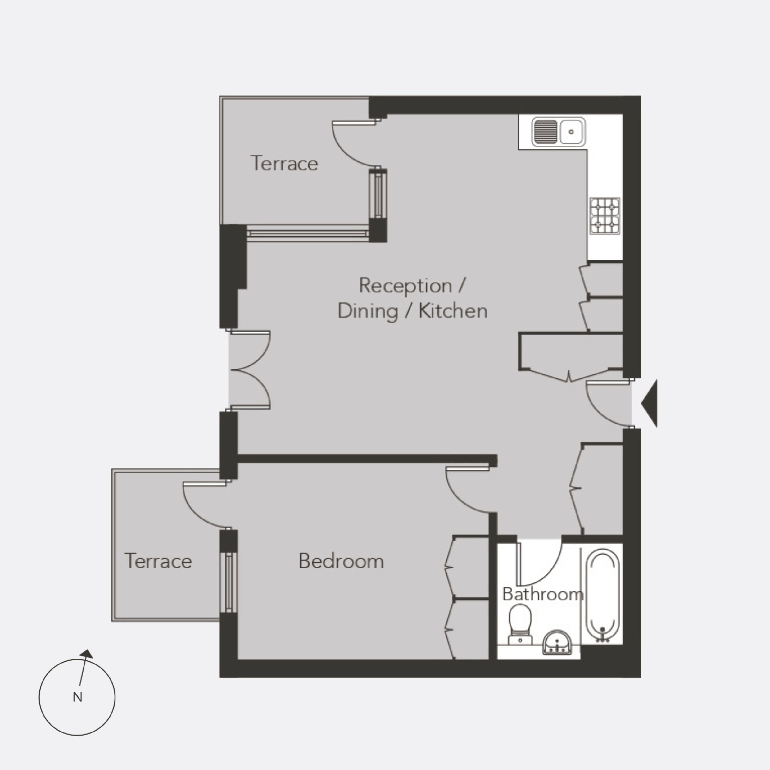 Unique one-bedroom apartment layout