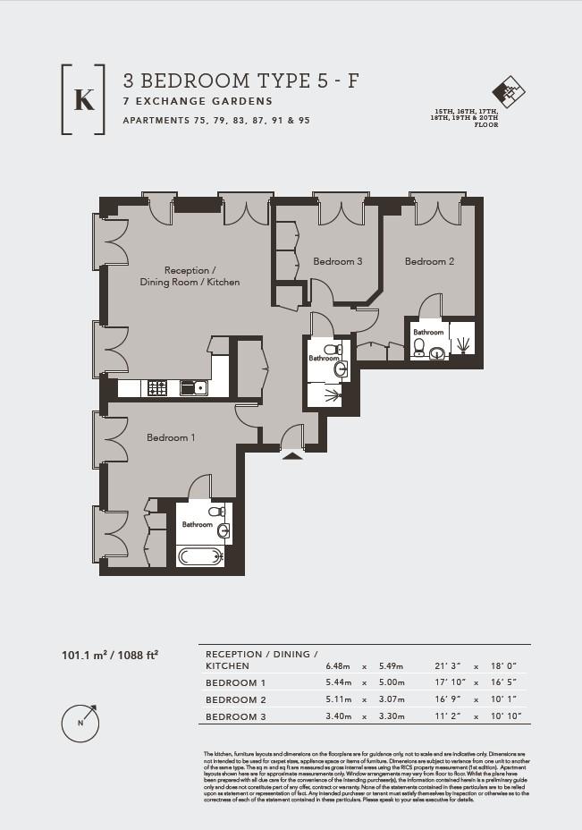 7 Exchange Gardens 3 bed Type 5