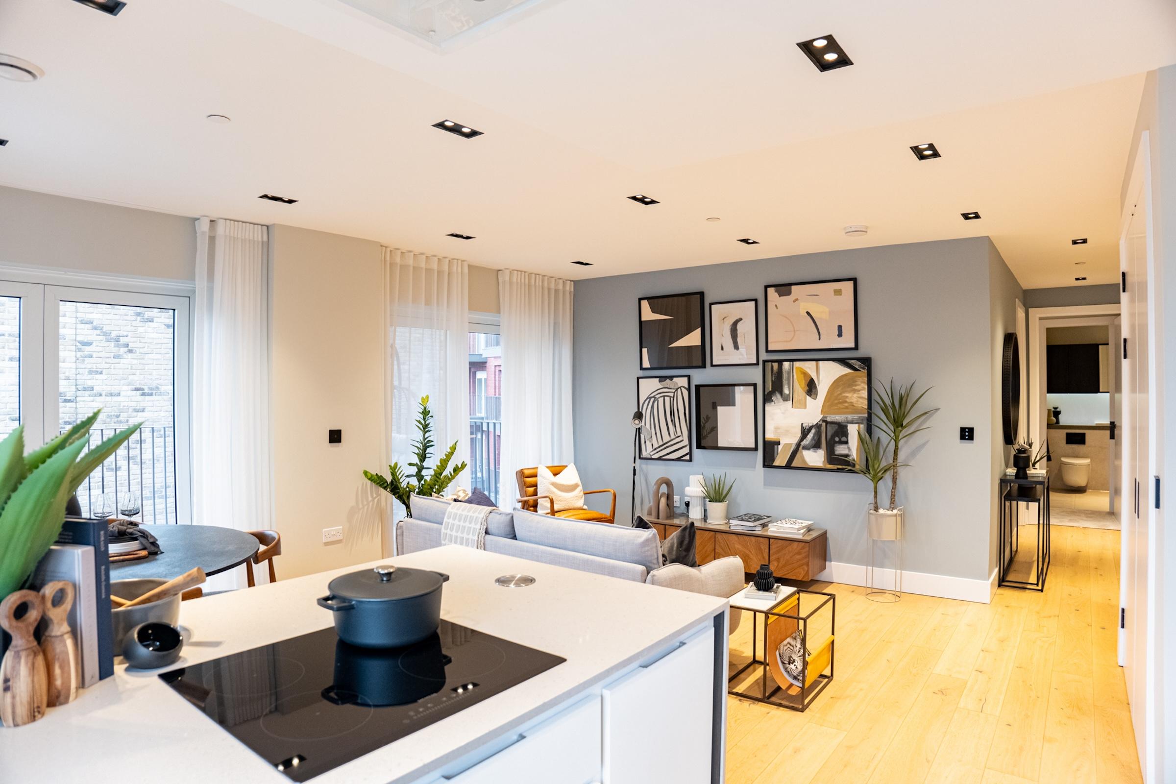 Living room and kitchen area